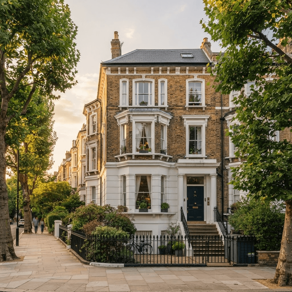 A Victorian terraced townhouse converted into flats on a residential street in London, an example of a UK Buy-to-Let property